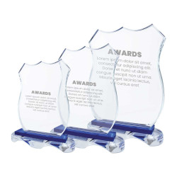 Crystal award with blue color base