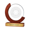 Round Crystal award with wooden base