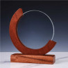 Round Crystal award with wooden base