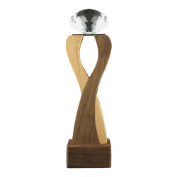 Crystal trophy with wooden base