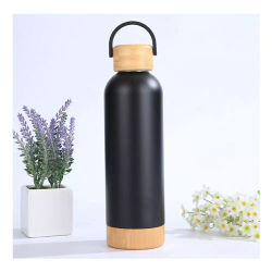 Stainless Steel Bottle with Bamboo Accents