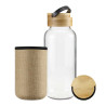 BOT024 Glass bottle with bamboo lid and sleeve