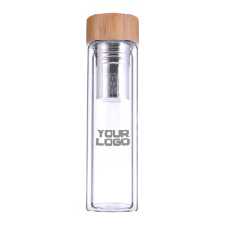 GLASS FLASK WITH BAMBOO LID